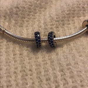 Two pandora inspiration spacer blue crystal charms